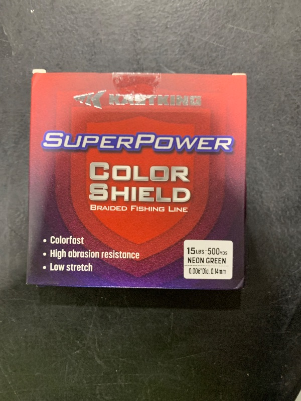 Photo 1 of See pictures KastKing Superpower ColorShield Braided Fishing Line, Neon Green, 15LB, 500Yards, X4