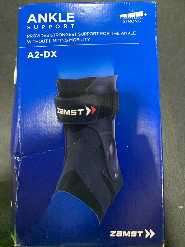 Photo 1 of Zamst A2-DX Black Ankle Brace for Sports - Breathable Sports Ankle Support for Men and Women with Guard Stabilizers for High-Grade Ankle Sprain - Right, Small