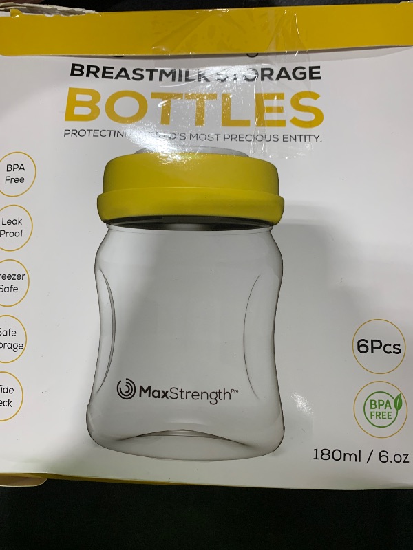 Photo 1 of Max Strength Pro Breastmilk Bottles 6pc Set with Leak Proof Lids, 6.oz 180ml Reusable Wide Neck Bottles Best for Breast Milk Collection & Storage Solution, BPA Free, Fits Spectra & Avent Models
