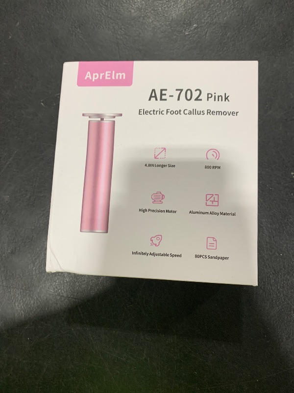 Photo 1 of AprElm 4.8IN Longer Electric Foot Callus Remover with 80pcs Sandpaper Discs, Professional Aluminum Callus Remover for Feet, Stepless Speed Control Pedicure Tools for Dead Skin (Pink)