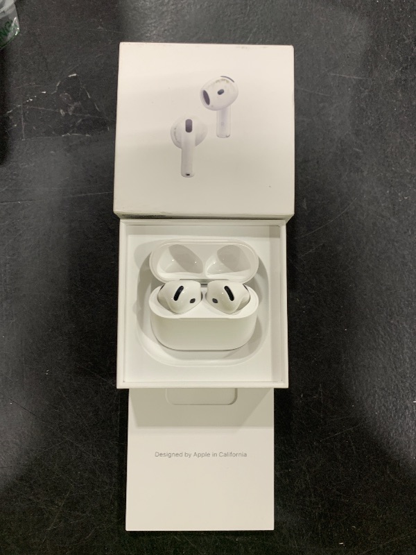 Photo 1 of Apple AirPods 4 Wireless Earbuds, Bluetooth Headphones, with Active Noise Cancellation, Adaptive Audio, Transparency Mode, Personalized Spatial Audio, USB-C Charging Case, Wireless Charging, H2 Chip