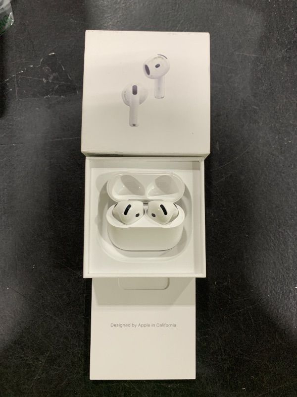 Photo 1 of Apple AirPods 4 Wireless Earbuds, Bluetooth Headphones, with Active Noise Cancellation, Adaptive Audio, Transparency Mode, Personalized Spatial Audio, USB-C Charging Case, Wireless Charging, H2 Chip