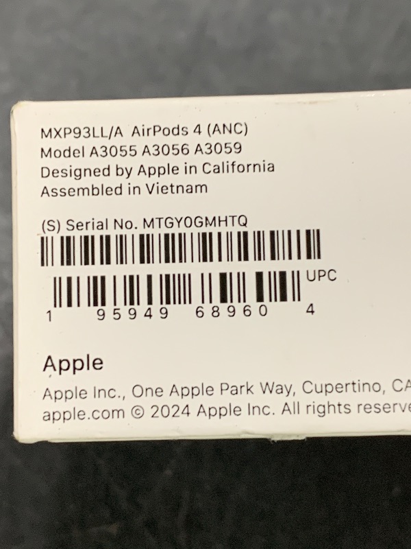 Photo 1 of Apple AirPods 4 Wireless Earbuds, Bluetooth Headphones, with Active Noise Cancellation, Adaptive Audio, Transparency Mode, Personalized Spatial Audio, USB-C Charging Case, Wireless Charging, H2 Chip
