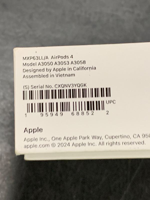 Photo 1 of Apple AirPods 4 Wireless Earbuds, Bluetooth Headphones, Personalized Spatial Audio, Sweat and Water Resistant, USB-C Charging Case, H2 Chip, Up to 30 Hours of Battery Life, Effortless Setup for iPhone