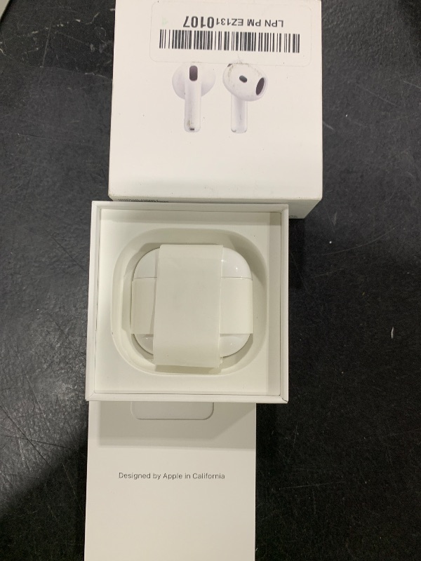 Photo 1 of Apple AirPods 4 Wireless Earbuds, Bluetooth Headphones, Personalized Spatial Audio, Sweat and Water Resistant, USB-C Charging Case, H2 Chip, Up to 30 Hours of Battery Life, Effortless Setup for iPhone