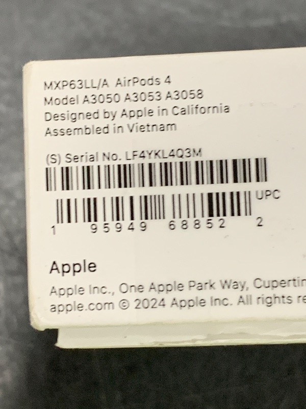Photo 1 of Apple AirPods 4 Wireless Earbuds, Bluetooth Headphones, Personalized Spatial Audio, Sweat and Water Resistant, USB-C Charging Case, H2 Chip, Up to 30 Hours of Battery Life, Effortless Setup for iPhone