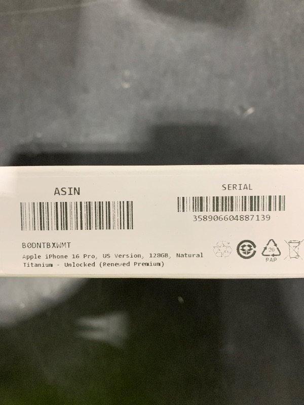 Photo 1 of Apple iPhone 16 Pro, US Version, 128GB, Natural Titanium - Unlocked (Renewed Premium)