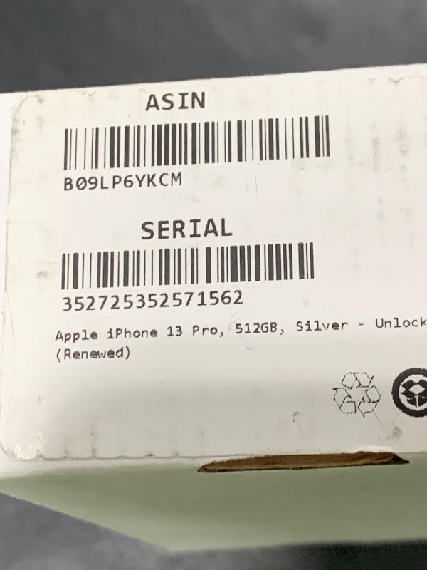 Photo 1 of Apple iPhone 13 Pro, 512GB, Silver - Unlocked (Renewed)