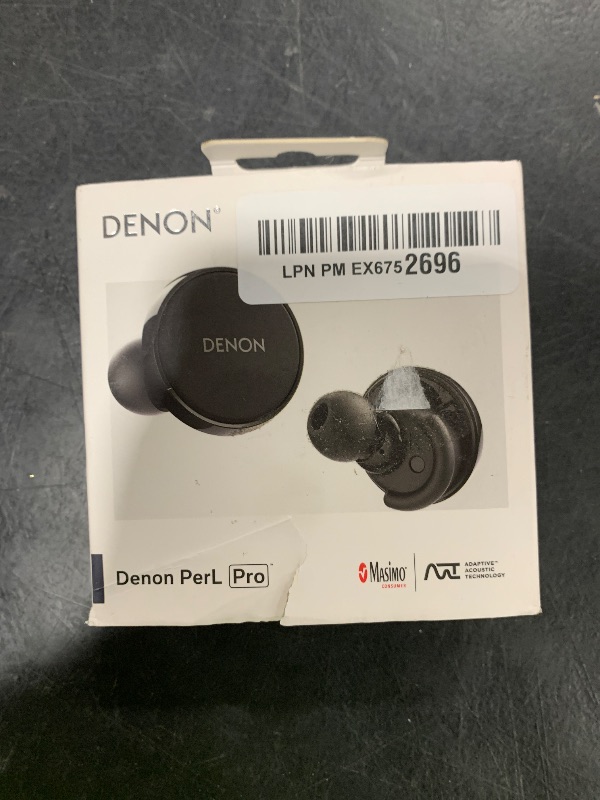 Photo 1 of Denon PerL Pro True Wireless Earbuds - Adaptive Active Noise Cancelling, Personalized Sound with Masimo Adaptive Acoustic Technology, Spatial Audio, Long-Lasting Battery, Wireless Charging, Black