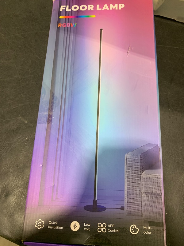 Photo 1 of Sotipevs Corner Floor Lamp, Smart RGBICW LED Corner Lamp with App and Remote Control, 16 Million DIY Colors, Music Sync, Modern LED Floor Lamp for Living Rooms, Bedrooms, and Gaming Rooms