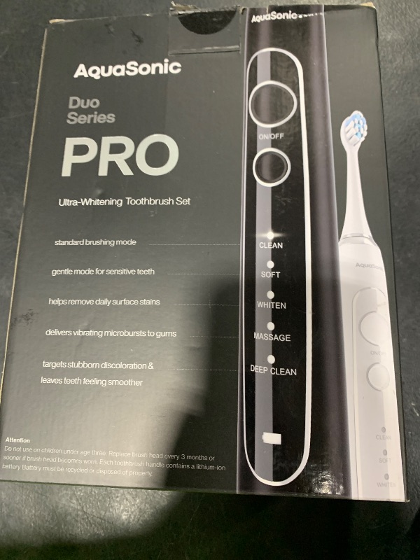 Photo 1 of Aquasonic Duo Series PRO – Ultra-Whitening Electric Toothbrush Set – 5 Modes & Smart Timers – Premium Travel Cases & 10 Proflex Brush Heads – ADA Accepted Toothbrushes
