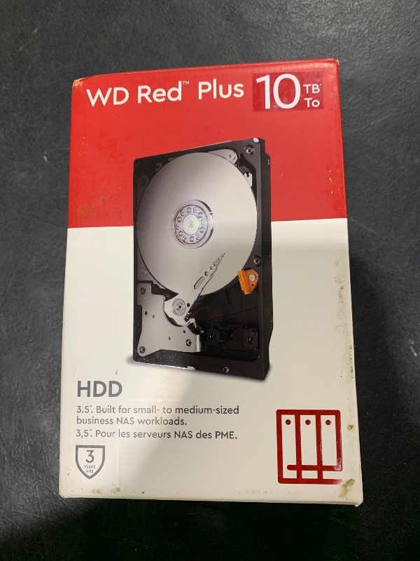 Photo 1 of Western Digital 10TB WD Red Plus NAS Internal Hard Drive HDD - 7200 RPM, SATA 6 Gb/s, CMR, 256 MB Cache, 3.5" - WD101EFBX
