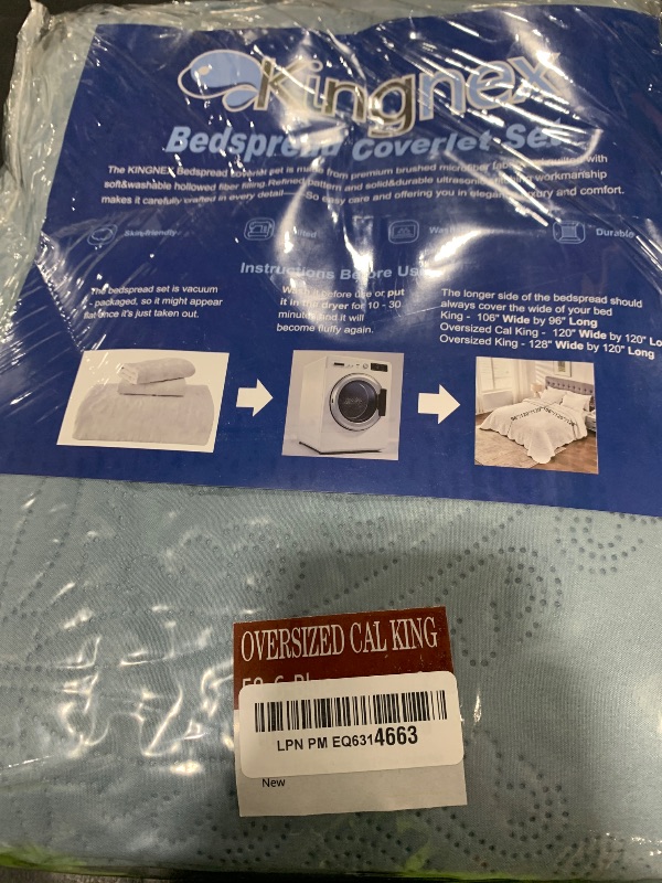 Photo 1 of Oversized Cal King Bedspreads 120x120 for Extra Tall Split California King Bed Lightweight Quilted Coverlet Set 3 Pieces 1 Quilt 2 Pillow Shams Blue