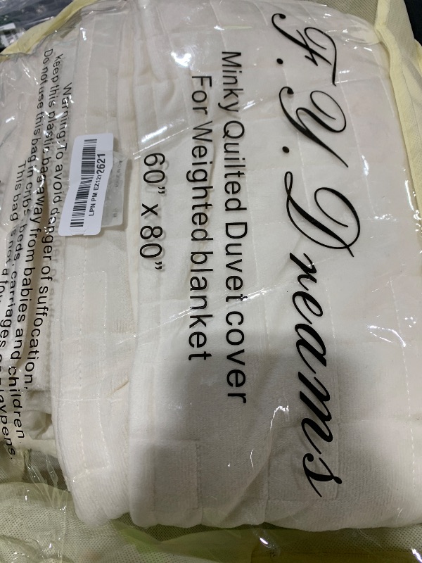 Photo 1 of F.Y.Dreams Duvet Cover for Weighted Blanket 60x80 inches with 8 Ties/Minky Square Quilted/Off-White