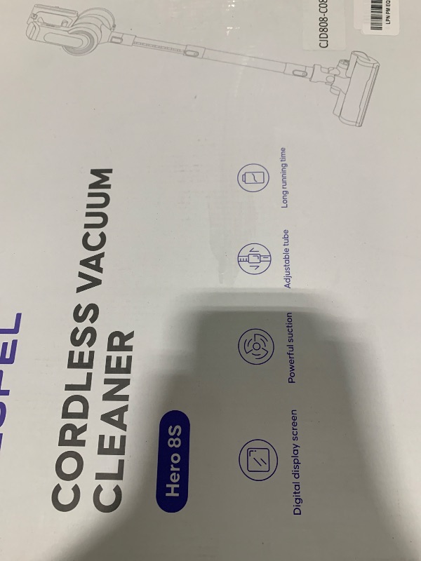 Photo 1 of WLUPEL Cordless Vacuum Cleaner, 38Kpa/450W Stick Vacuum Cleaner Up to 55Mins Runtime with 1.2L Dust Cup and LED Touch Screen, Charging Station (H8S)