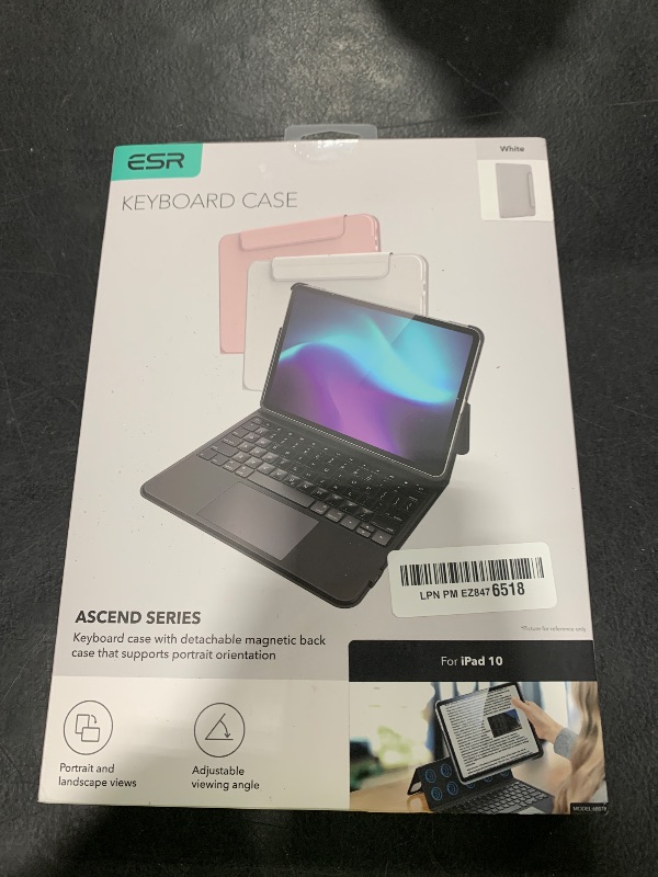 Photo 1 of ESR iPad 11th(A16, 2025)/10th Gen Case with Keyboard, Keyboard Case with Trackpad, Magnetic Detachable Keyboard with Backlit Keys, Fully Adjustable Portrait/Landscape Stand, Ascend Series, White