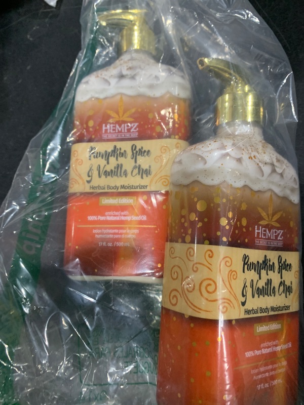 Photo 1 of Limited Edition Pumpkin Spice & Vanilla Chai Herbal Moisturizing Body Lotion (17 oz) – Fall Scented for Women or Men with Dry or Sensitive Skin - Hydrating Moisturizer for Daily Radiance pack of 2