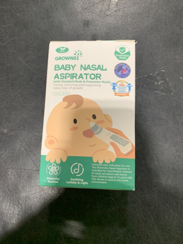 Photo 1 of GROWNSY Nasal Aspirator for Baby with Protection Mode, Electric Nose Suction for Baby, Automatic Baby Nose Sucker with 3 Silicone Tips, Adjustable Suction Level, Music and Light Soothing Function