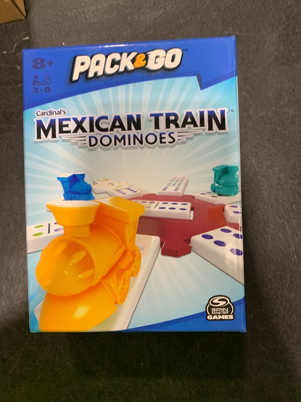Photo 1 of Pack & Go Mexican Train Dominoes from Spin Master Games Portable Dominoes Set Kids Games Classic Board Games for Adults and Kids Ages 8 and Up