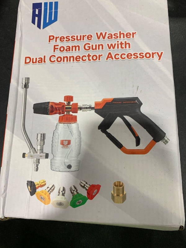 Photo 1 of RIDGE WASHER Pressure Washer Gun Foam Cannon with Dual Connector Accessory, Double Tip Attachment for Foam Blaster, Stainless Steel Car Wash Foam Gun, 1/4" Quick Connect, 4000 PSI