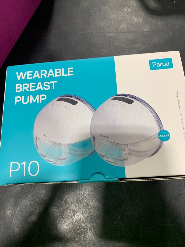 Photo 1 of Paruu P10 Hands Free Breast Pump Wearable, 338mmHg Strong Suction, Low Noise, 4 Modes & 9 Levels, Electric Breast Pump Portable, Smart Display, 19/21/24/28mm Insert/Flange, 2 Pack (White)