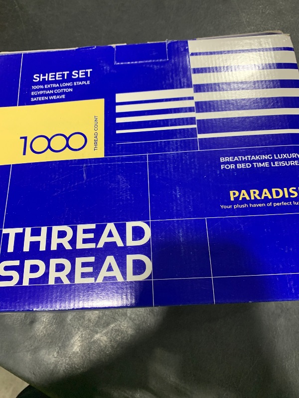 Photo 1 of THREAD SPREAD 100% Pure Egyptian Cotton Queen Size Sheets - 1000 High Thread Count, 4 PC Luxury Hotel Sheets, 16" Deep Pocket Soft Sateen Cooling Bedding Sets - Navy Blue