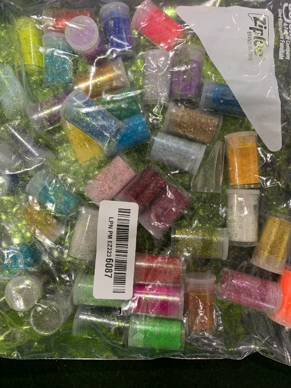 Photo 1 of Pack of 45 Colors Iridescent Fine Glitter,Licool Extra Fine Holographic Glitter for Epoxy Resin DIY Craft,Nail Art,Body Hair Face Make up Powder,Slime Candle Tumbler Making Metalic