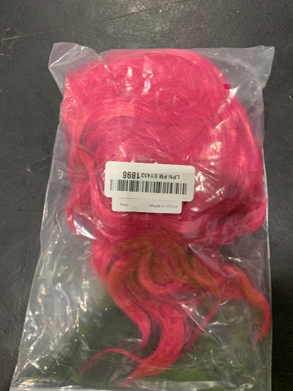 Photo 1 of WTHCOS Hot Pink Wigs for Women Short Curly Wavy Pink Wig for Girls Short Bob Wig With Bangs Heat Resistant Synthetic Wigs for Cosplay Costume Party(Rose Red wig)