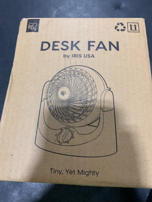 Photo 1 of IRIS USA WOOZOO Desk Fan, Air Circulator, 3 Speeds, 32ft Max Air Distance, 112° Adjustable Tilt, 27.5db Quiet Motor, Small Fan for Bedroom, Office, Dorm, Black