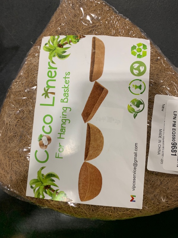 Photo 1 of Y&M 14 Inch Pre-Formed Half Round Coco Fiber Hanging Basket Liner, Half Round Coco Replacement Liner - 2pcs
