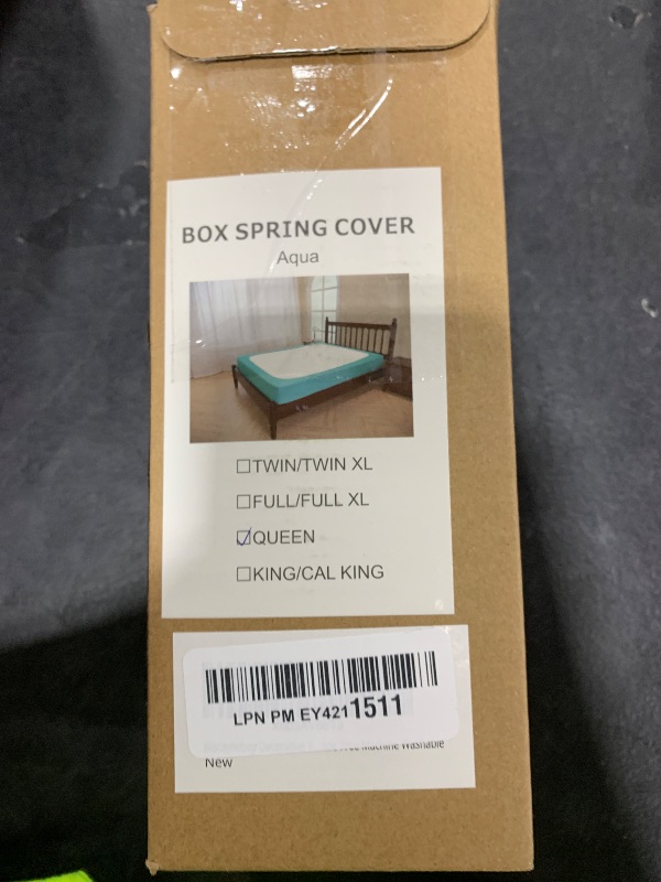 Photo 1 of Biscaynebay Decorative Box Spring Cover Queen Size, Aqua Luxurious Jersey Knitting Stretchy Wrap Around 4 Sides Bed Skirt for Home/Hotels, Easy Fit Wrinkle & Fade Free Machine Washable