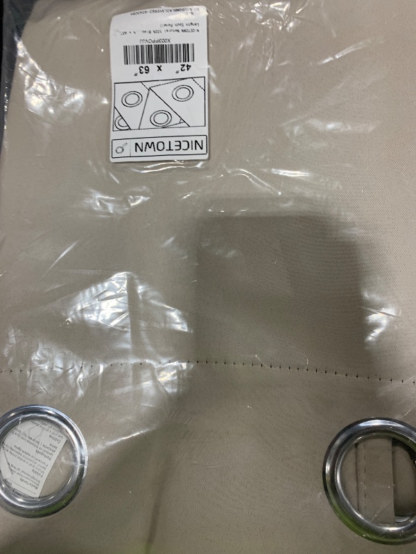 Photo 1 of NICETOWN Natural 100% Blackout Lined Curtains, 2 Thick Layers Completely Blackout Window Treatment Panels Thermal Insulated Drapes for Kitchen (1 Pair, 42" Width x 63" Length Each Panel)