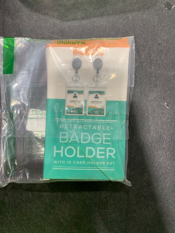 Photo 1 of Will Well ID Badge Holders with Clip and Keyring - Vertical Clear Plastic 2.52" x 3.58" Sleeves Fit Up to 3 Cards - Retractable 24" UHMWPE Fiber Pull Cords for Easy Access - 2-Pack, Black Reels