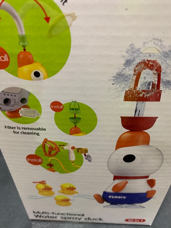 Photo 1 of Toddler Bath Toys for Kids Ages 1-3, Baby Bath Shower Head for Bathtub Control The Fow Rinser with Adjustable Sprayer 3 Squirting Ducks and 4 Sprayer for Newborn Babies Baby Shower