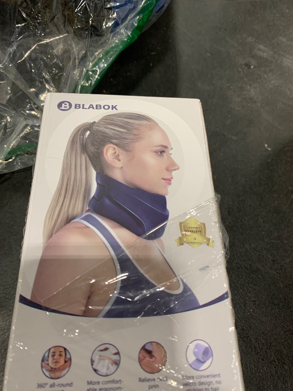 Photo 1 of Neck Brace for Sleeping - Cervical Collar Relief Neck Pain and Neck Support Soft Foam Wraps Keep Vertebrae Stable for Relief of Cervical Spine Pressure for Women & Men Blue Large Size