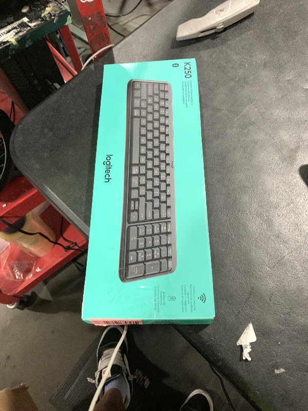 Photo 1 of Logitech K250 Bluetooth Keyboard with Numpad, Easy Connectivity, Compact Wireless Keyboard Made with Recycled Plastic, Spill-Resistant, Comfortable Keys - Windows/MacOS - Graphite
