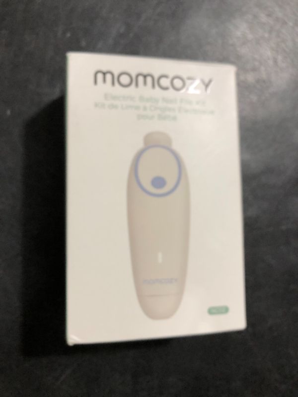 Photo 1 of Momcozy Baby Nail File Electric, Rechargeable Baby Nail Clipper, Gentle Baby Nail Trimmer Electric with Night Light, 7 Grinding Head Replacement Pads, Blue