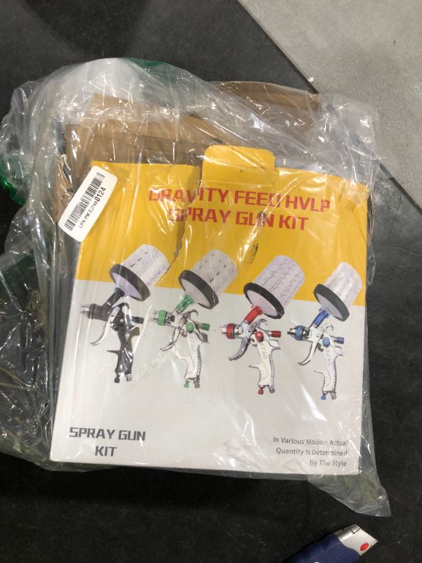 Photo 1 of Zeinlenx HVLP Spray Gun with 10Pcs 600ML Disposable Paint Cups, Automotive Gravity Feed Spray Gun Kit with 4 Nozzles,1.4/1.7/2.0/2.5mm, Sprayer Gun with Air Compressor Regulator for Auto Paint (Red)