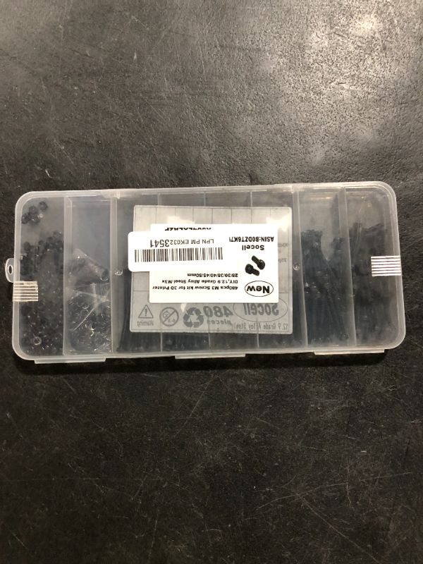 Photo 1 of 480pcs M3 Screws,M3 Screw kit for 3D Printer DIY,Hex Socket Head Cap Screws Bolts Nuts Washer Kit,12.9 Grade Alloy Steel,Black Oxide,M3-0.5 x 25/30/35/40/45/50mm