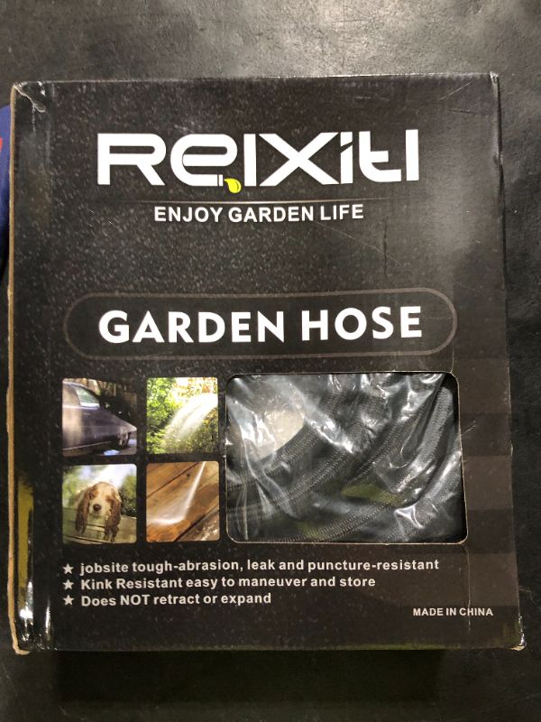 Photo 1 of Relxitl Garden Hose, Flexible Water Hose, Ultra Lightweight Non-Expanding hose with 10 Function Sprayer, Leak proof, Pressure Resistant for Yard, Outdoor (Black, 50FT)