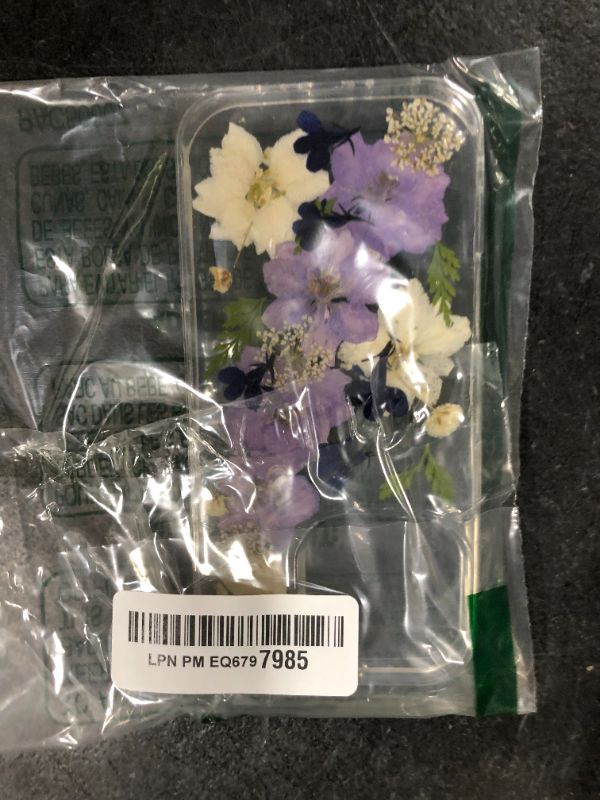 Photo 1 of Abbery for iPhone 16 Pro Flower Case Cute Clear with Pressed Dried White Blue Purple Floral Design Aesthetic Soft Slim Shockproof Protective Girly Women Girls Phone Cover