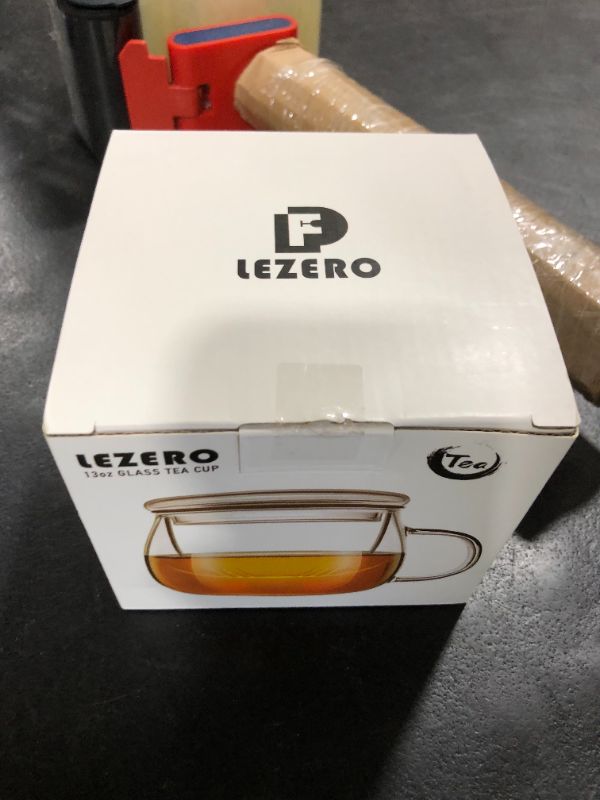 Photo 1 of Lezero 13oz Tea Infuser Cups Kits, Glass Mugs with Filter Basket and Lid for Loose leaf Tea Brewing, Heat Resistant, Lead-free, Microwave & Dishwasher Safe