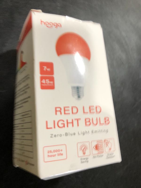 Photo 1 of Hooga Sleep Light Bulb - Blue Light Blocking Red Night Light, 625nm for Healthy Sleep - Baby Nursery, 7W LED, 45W Replacement Single