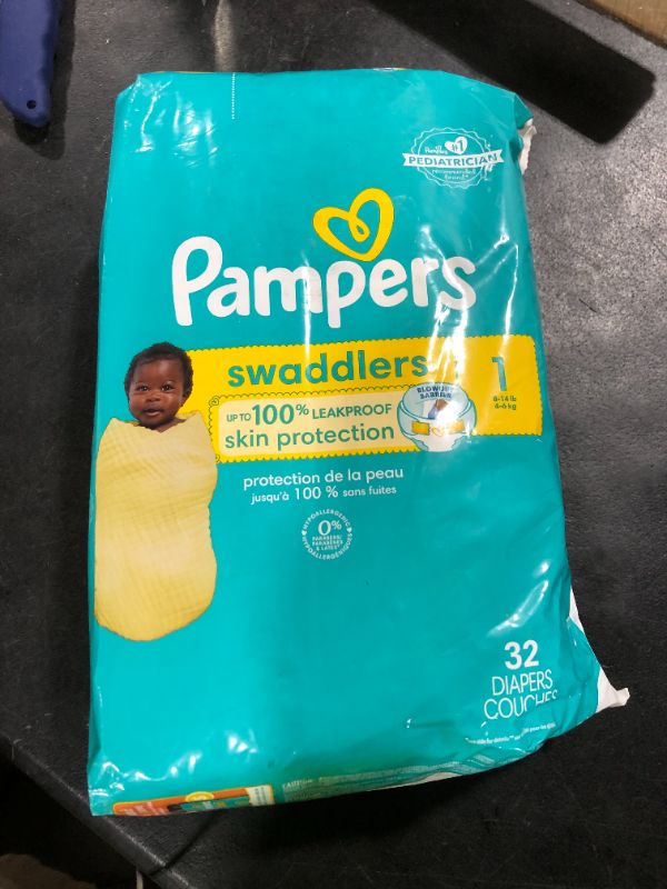 Photo 1 of Pampers Baby Diapers - Swaddlers - Size 1, 32 Count, Ultra Absorbent Disposable Infant Diaper