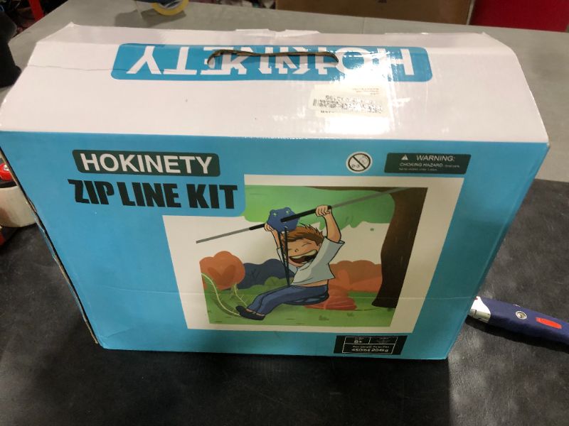 Photo 1 of HOKINETY Zip Line Kit for Kids Adults : 100FT Up to 380Lbs - Quick Tighten Zipline for Backyard Outdoor with 100% Rust Proof Removable Trolley Seat Spring Brake