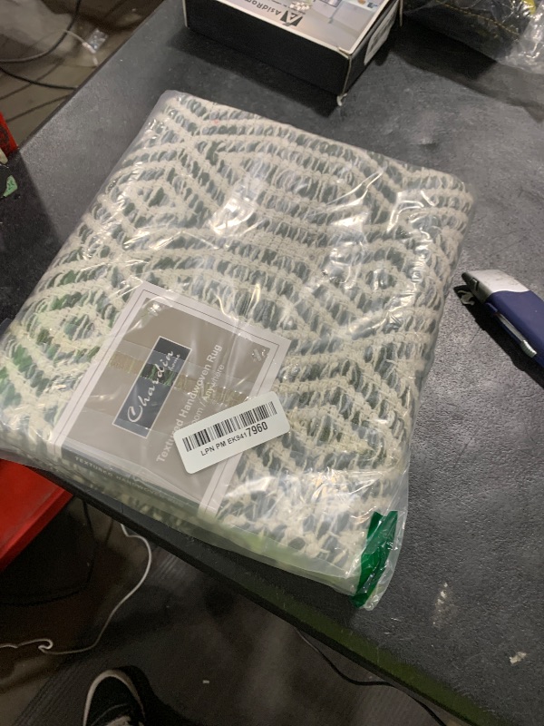 Photo 1 of Chardin home Grey, Green & Ivory Boho Throw Rug 2x3 feet |Hand Woven Farmhouse Rug | Great in Kitchens entryways doormats Bathrooms Meditation Mat | Machine Washable & Reversible Cotton Rugs