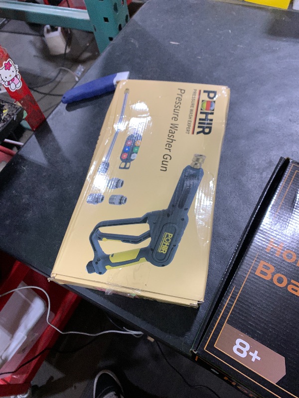 Photo 1 of POHIR Pressure Washer Gun 3600 PSI with 3/8'' Swivel Quick Connect Extension Wand, M22 15mm and M22 14mm Fitting 30 Inch 7 Nozzle Tips, Yellow