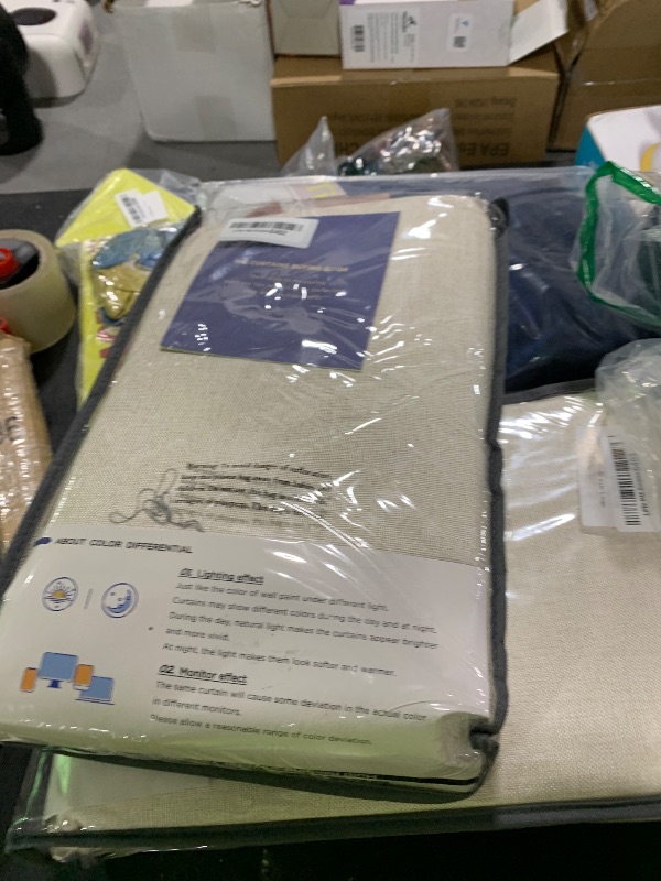 Photo 1 of 100% Blackout Shield Linen Blackout Curtains for Bedroom 84 Inches Long, Back Tab/Rod Pocket Living Room Drapes, Thermal Insulated Blackout Curtains 2 Panels Set, 50" W x 84" L, Cream