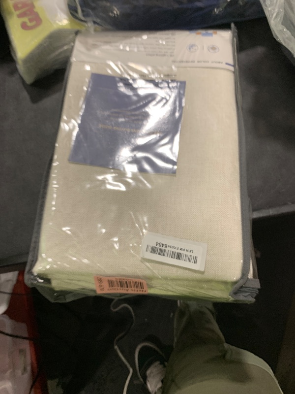 Photo 1 of 100% Blackout Shield Linen Blackout Curtains for Bedroom 84 Inches Long, Back Tab/Rod Pocket Living Room Drapes, Thermal Insulated Blackout Curtains 2 Panels Set, 50" W x 84" L, Cream