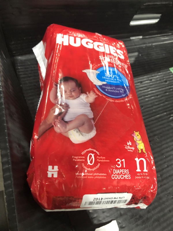 Photo 1 of Huggies Size Newborn Diapers, Little Snugglers Baby Diapers, Size Newborn (up to 10 lbs), 31 Count, Packaging May Vary